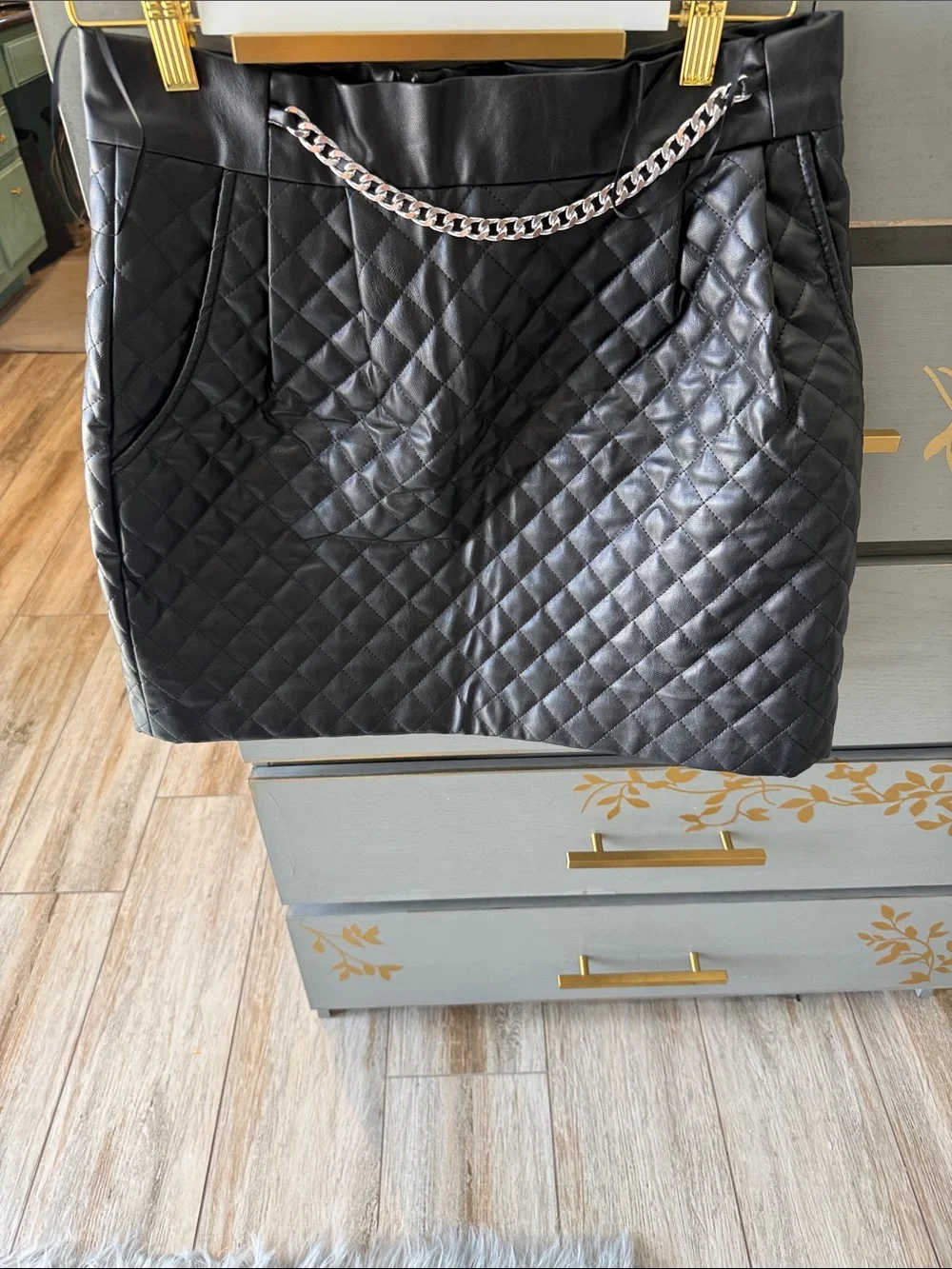 Amanda Uprichard Black Quilted A-Line Mini Skirt